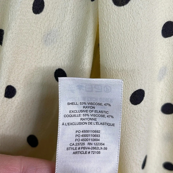 WILFRED Polka Dot Prairie Blouse Buttermilk Yellow Black Long Sleeves Size Small - Picture 10 of 12